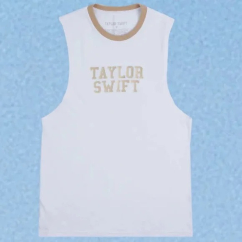 Women’s Taylor Swift Gold & White Small Muscle Tank Top